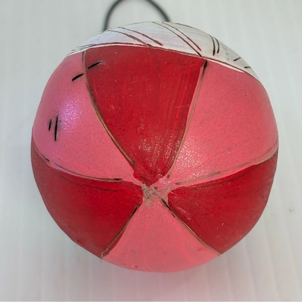 Unique Gourd Etched Santa Claus Christmas Ornament Rattle Hand Carved
